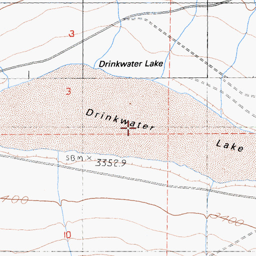 Topographic Map of Drinkwater Lake, CA