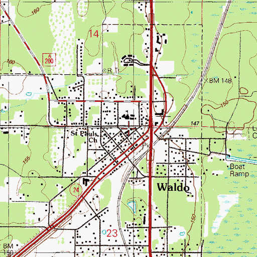 Topographic Map of Alachua County Fire and Rescue Station 23, FL
