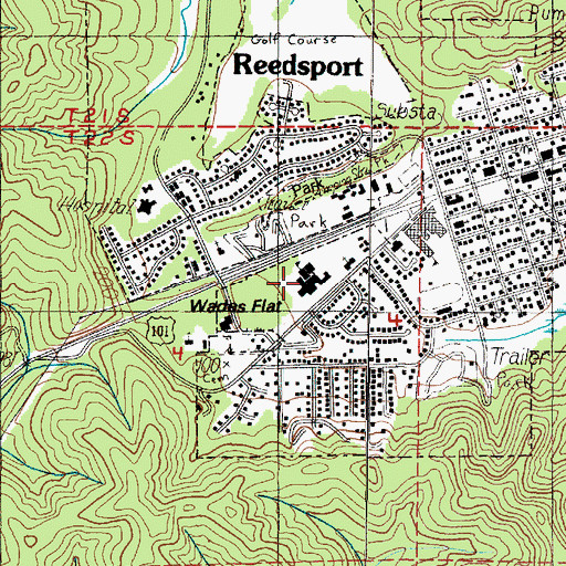 Topographic Map of Highland Elementary School, OR