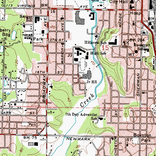 Topographic Map of North Bend Middle School, OR