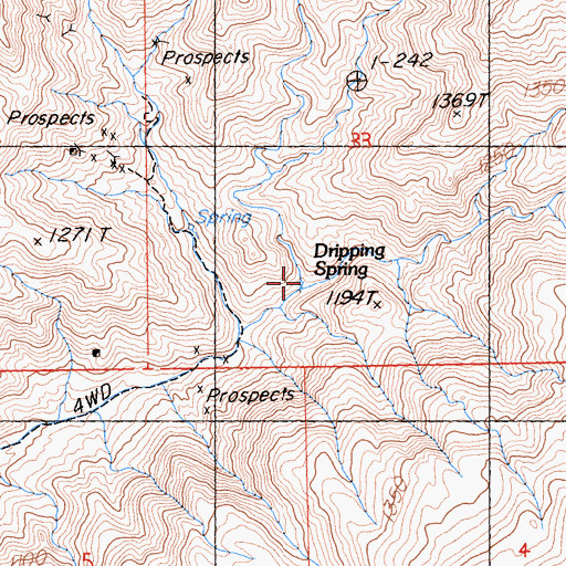 Topographic Map of Dripping Spring, CA