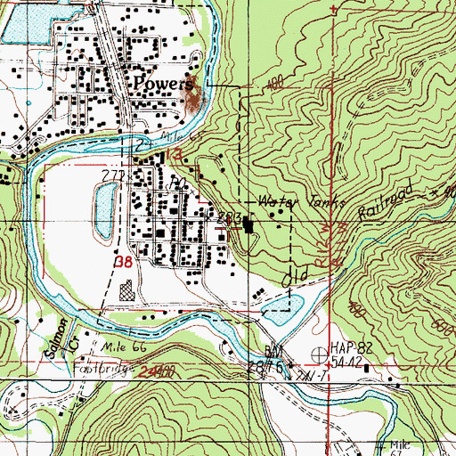 Topographic Map of Powers High School, OR