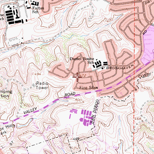 Topographic Map of Sweetwater Dam Naval Outlying Landing Field (historical), CA