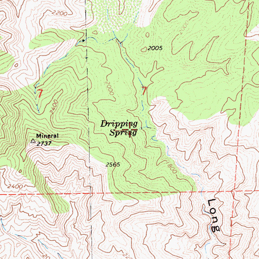 Topographic Map of Dripping Spring, CA