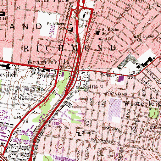 Topographic Map of Markham Playground, NY