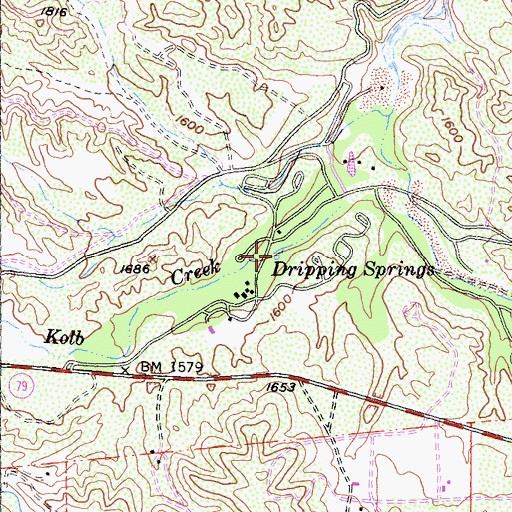 Topographic Map of Dripping Springs, CA