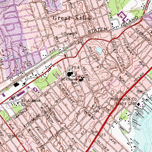 Topographic Map of Great Kills Veterans Playground, NY