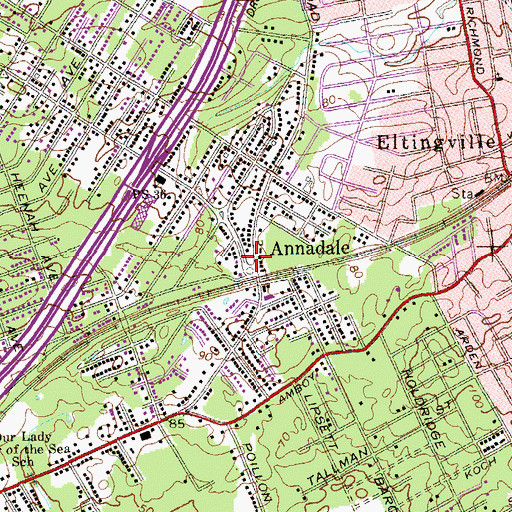 Topographic Map of Annadale Green, NY