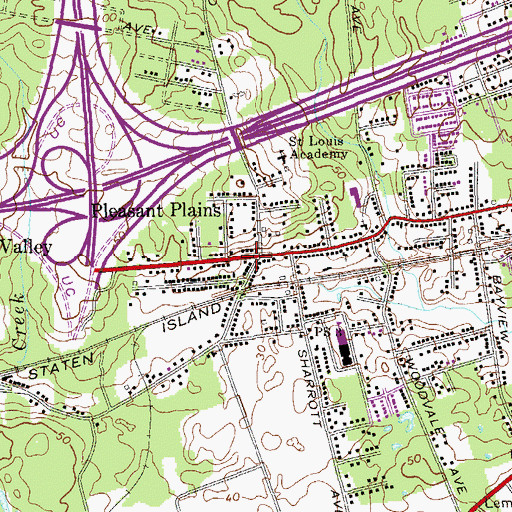 Topographic Map of Pleasant Plains Plaza, NY