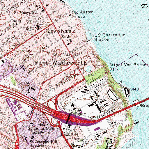 Topographic Map of John E White Playground, NY