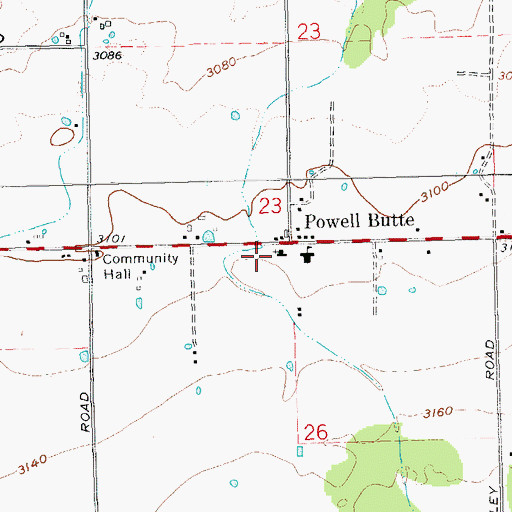Topographic Map of Powell Butte Elementary School, OR
