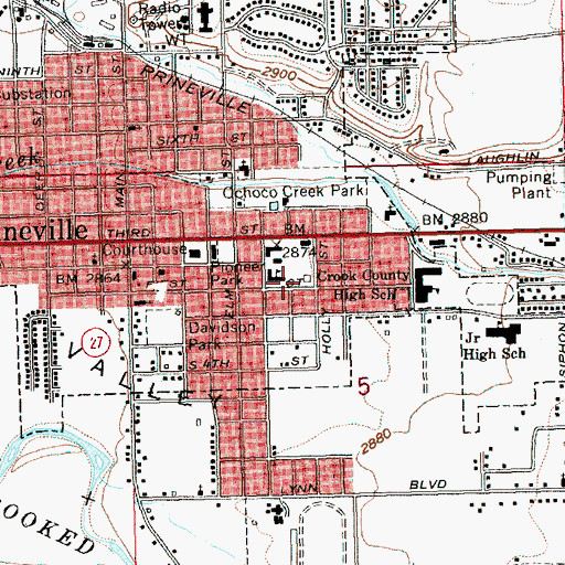 Topographic Map of Pioneer Secondary Alternative High School, OR