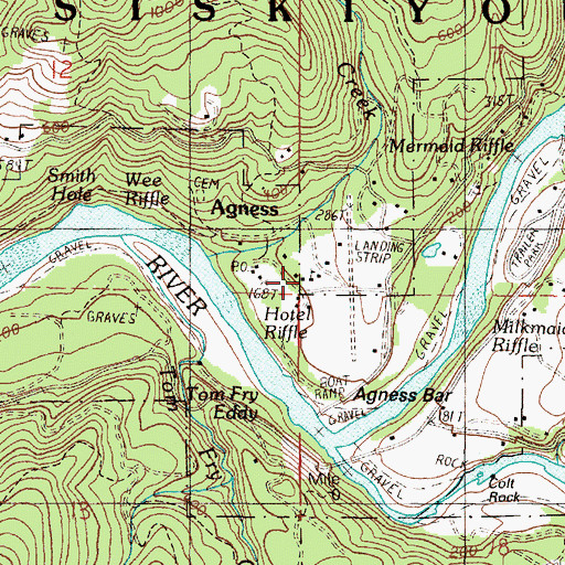Topographic Map of Agness Elementary School, OR