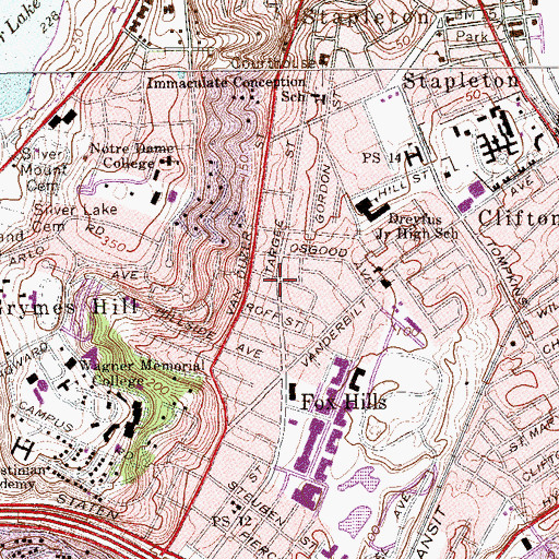 Topographic Map of Bedford Green, NY