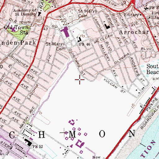 Topographic Map of Ocean Breeze Park, NY