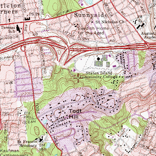 Topographic Map of Deere Park, NY