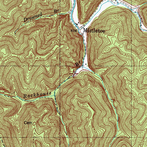Topographic Map of Rockhouse Neighborhood (historical), KY