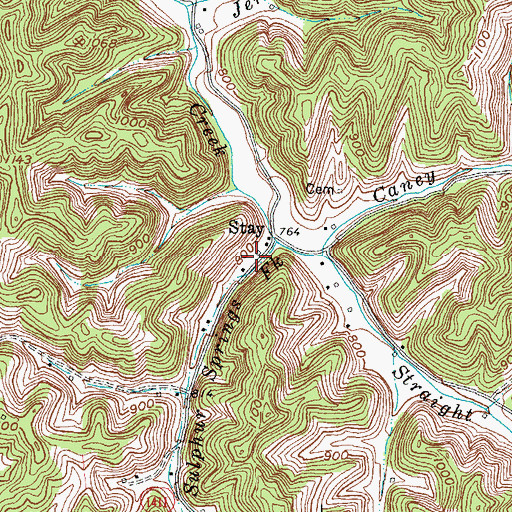 Topographic Map of Stacey Neighborhood (historical), KY