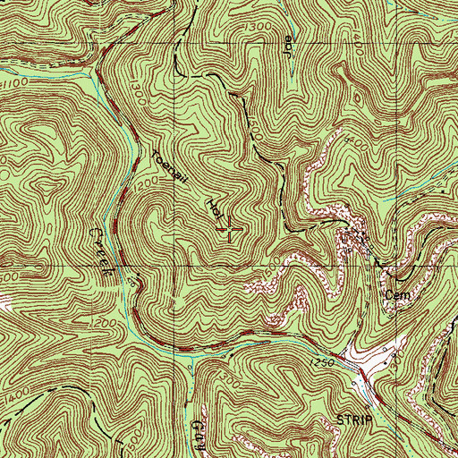 Topographic Map of Whoopflarea, KY