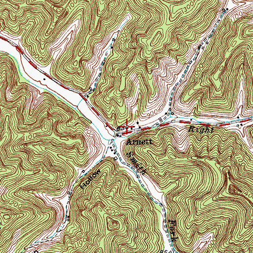 Topographic Map of Arnett Post Office (historical), KY