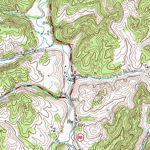 Topographic Map of Brewer Post Office (historical), KY