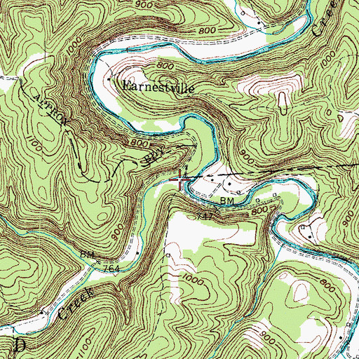 Topographic Map of Earnestville Post Office (historical), KY