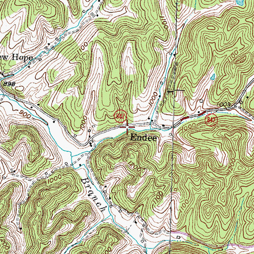 Topographic Map of Endee Post Office (historical), KY