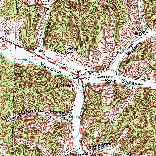 Topographic Map of Lerose Post Office (historical), KY