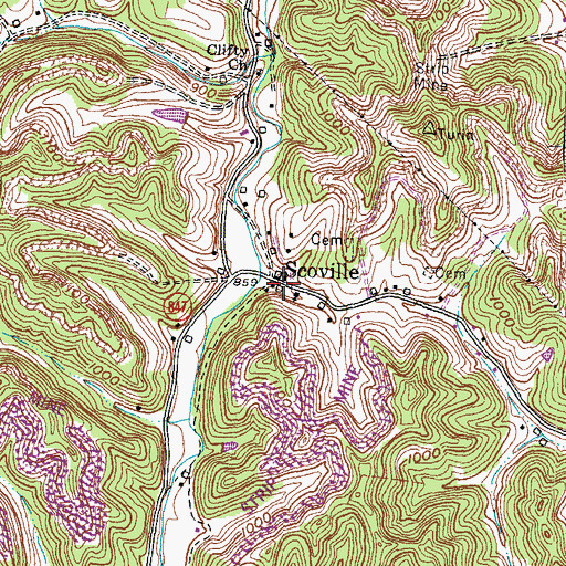 Topographic Map of Posey Post Office (historical), KY