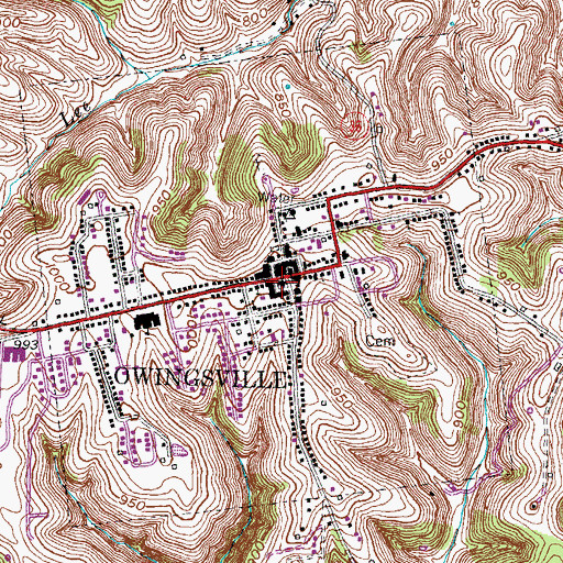 Topographic Map of Bath County Post Office, KY