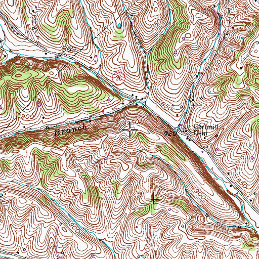 Topographic Map of Harpers Mill, KY