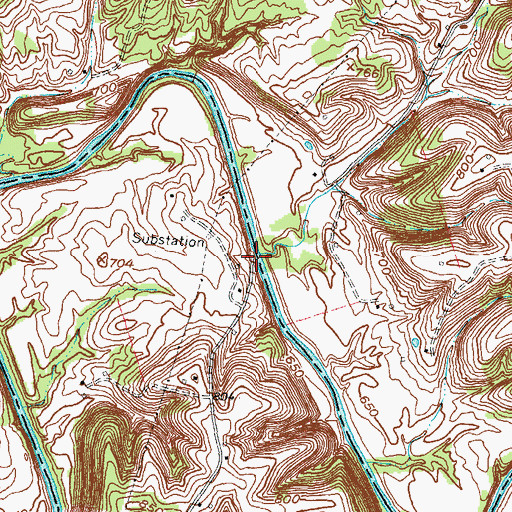 Topographic Map of Johnson Ford, KY