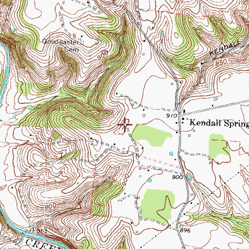 Topographic Map of Kendall Springs Cemetery, KY