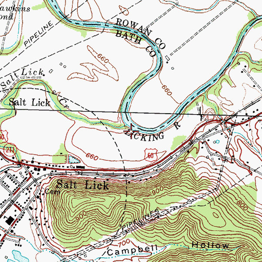 Topographic Map of Licking Post Office (historical), KY