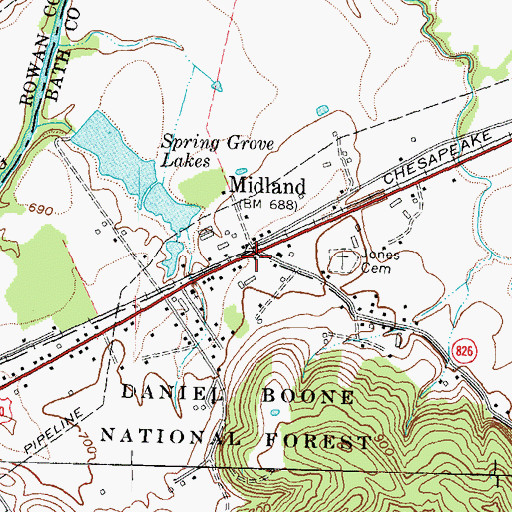Topographic Map of Midland Church of God, KY