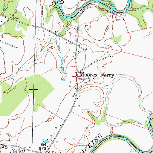 Topographic Map of Moores Ferry Post Office (historical), KY