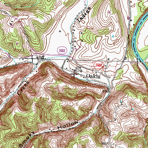 Topographic Map of Oakla Church of God, KY