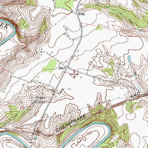 Topographic Map of Old Forge Farm, KY