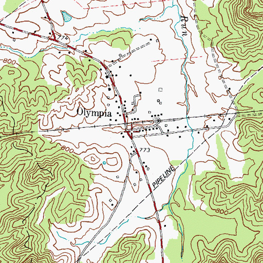 Topographic Map of Olympia Railroad Station (historical), KY