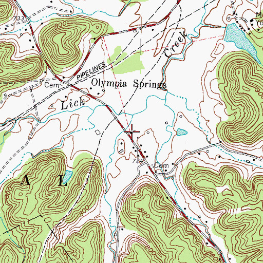 Topographic Map of Olympian Springs Church of God, KY