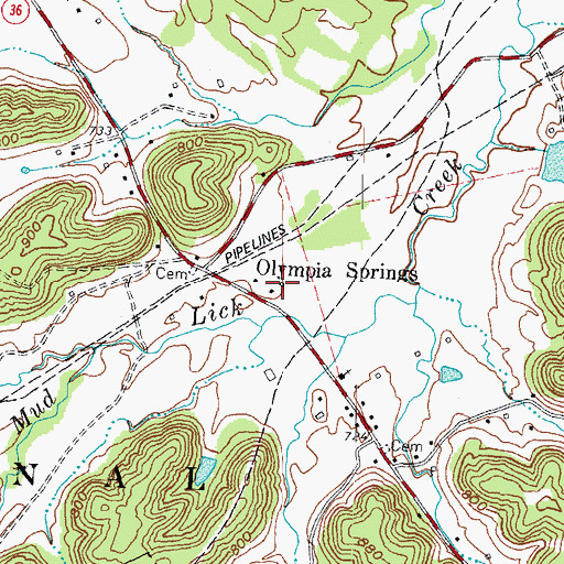 Topographic Map of Olympian Springs Post Office (historical), KY