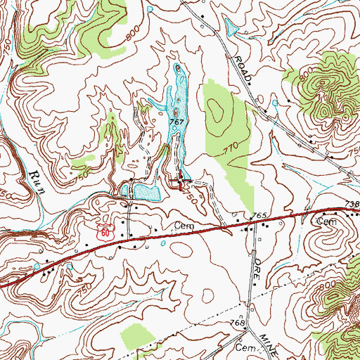 Topographic Map of Ore Mines (historical), KY