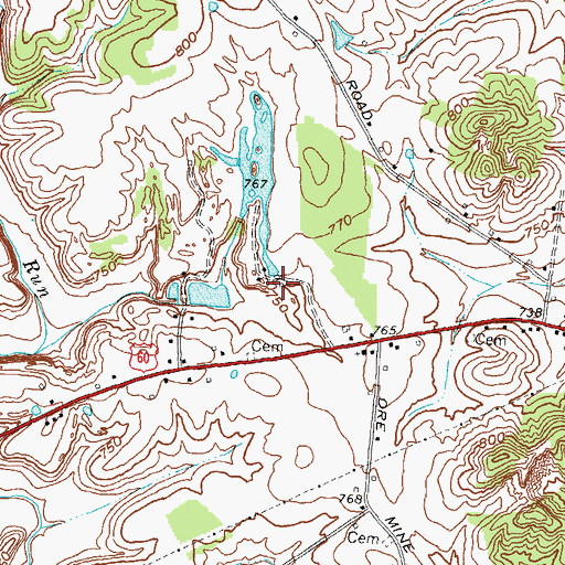 Topographic Map of Ore Mines Railroad Station (historical), KY