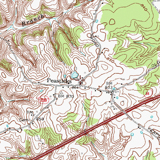 Topographic Map of Peasticks School (historical), KY