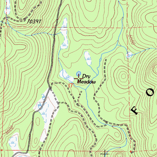 Topographic Map of Dry Meadow, CA