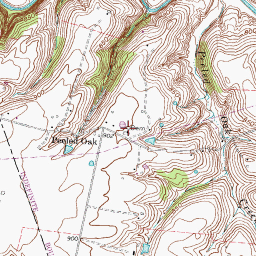 Topographic Map of Peeled Oak Cemetery, KY