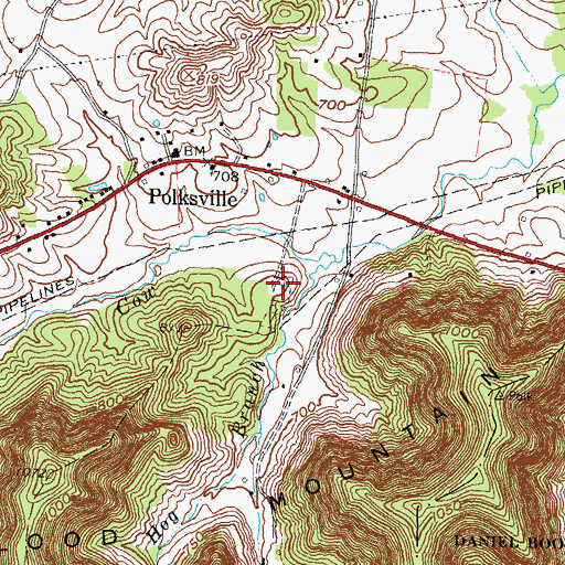 Topographic Map of Polksville Cemetery, KY