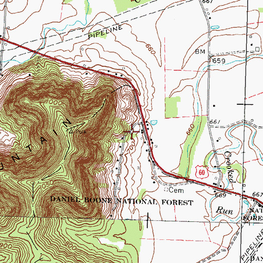 Topographic Map of Polksville Christian Church, KY