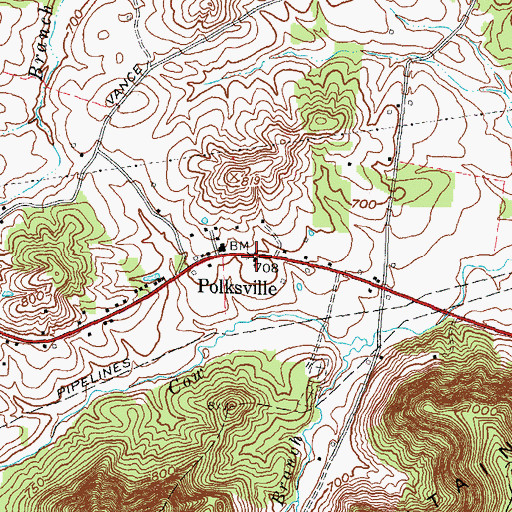 Topographic Map of Polksville Church of God, KY