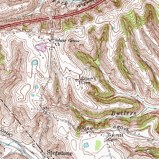 Topographic Map of Powers Cemetery, KY